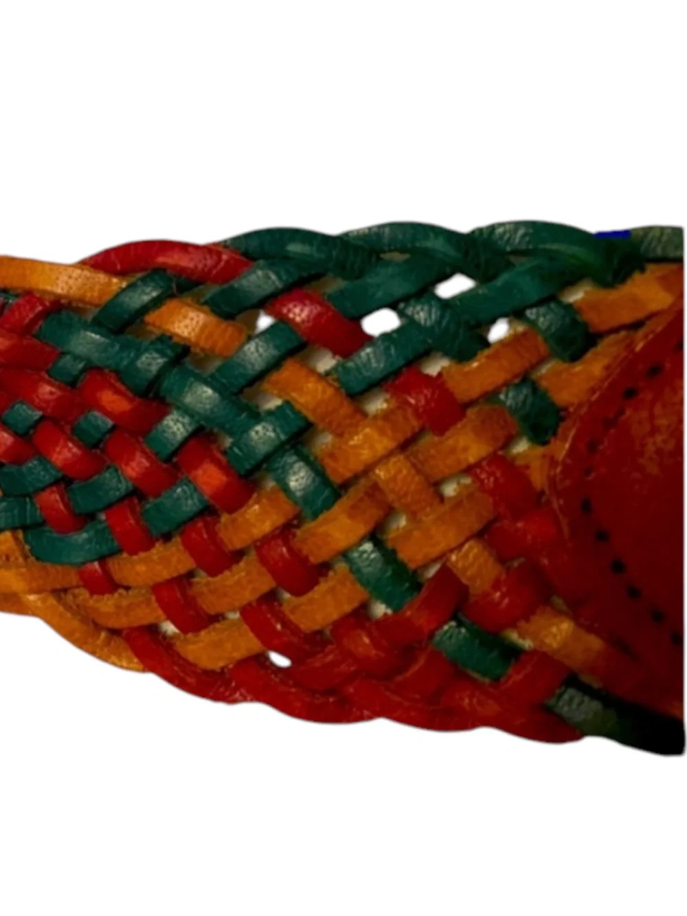 Y2K Hollister VTG Rare Large Metal Buckle Multi Color Braided Leather Belt